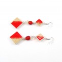 Orecchini Wood Gold and Red