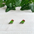 Orecchini Uccellino Picchio Verde di Legno