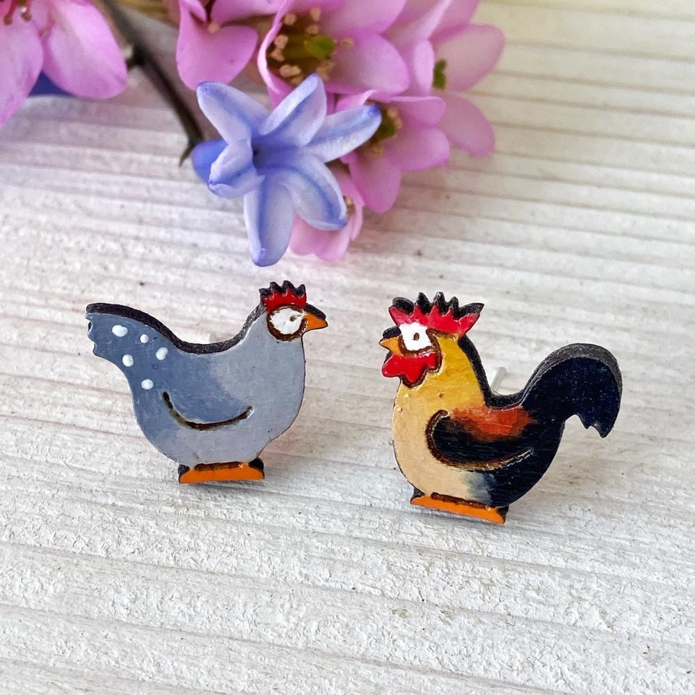 Orecchini A Goccia Gallina Pazzerella - Design Divertente In Acrilico Leggero, Regalo Originale Per Ragazze E Donne - 2