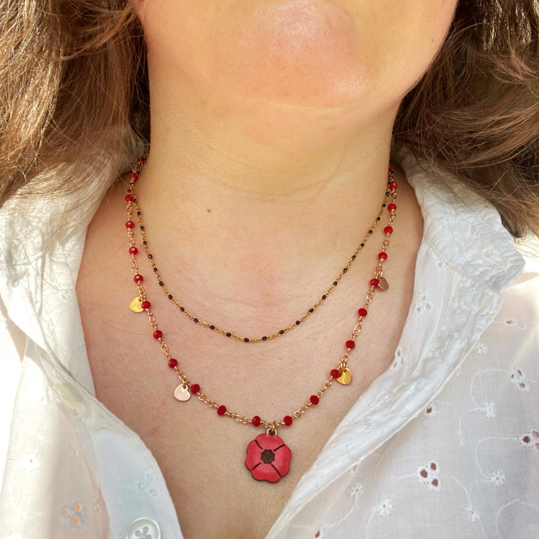 Collana Papavero di Legno