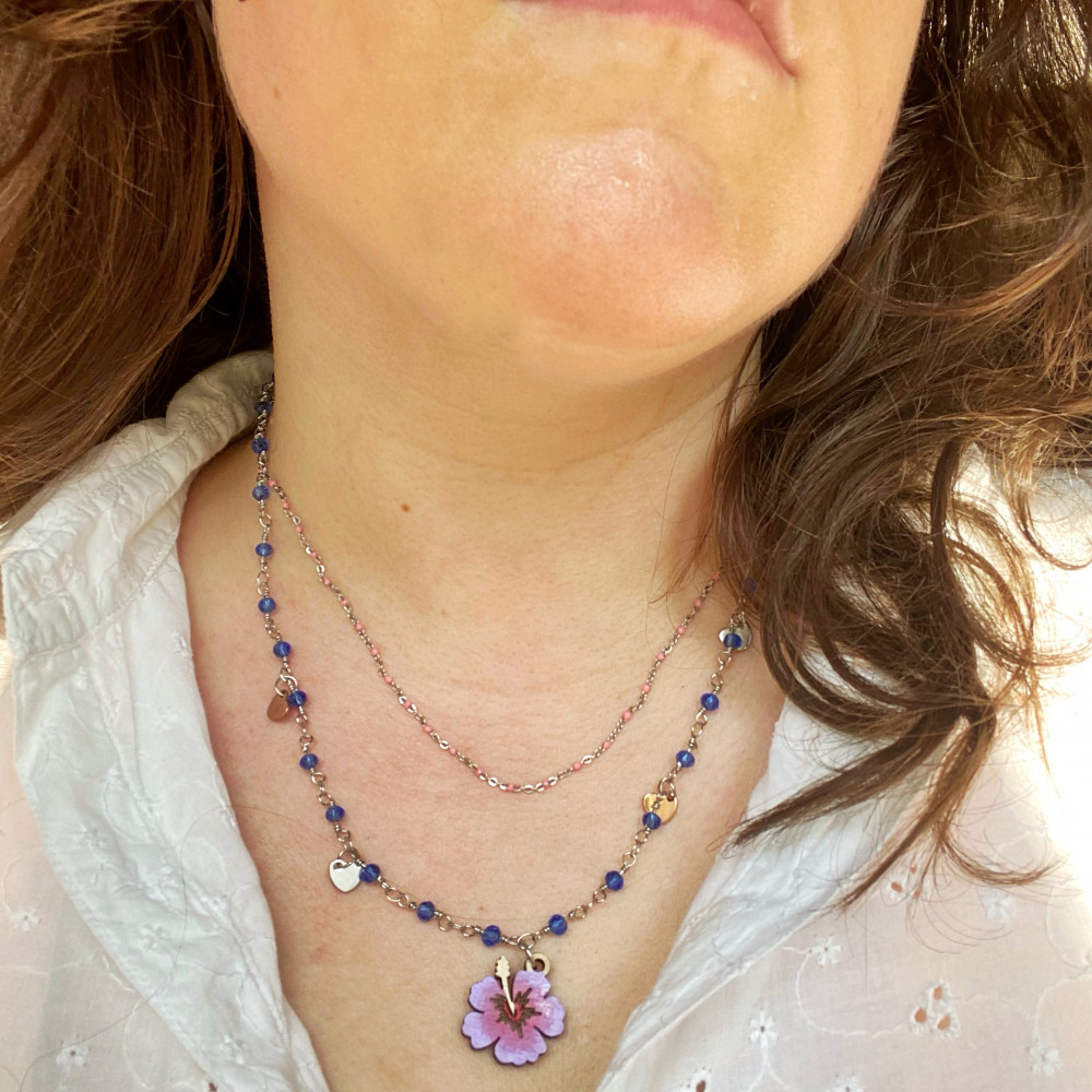 Collana Ibisco di Legno