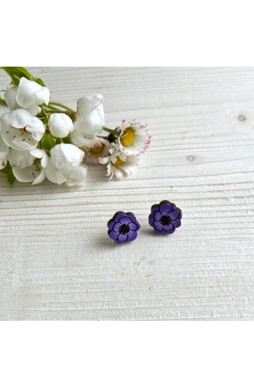 Orecchini Anemone di Legno