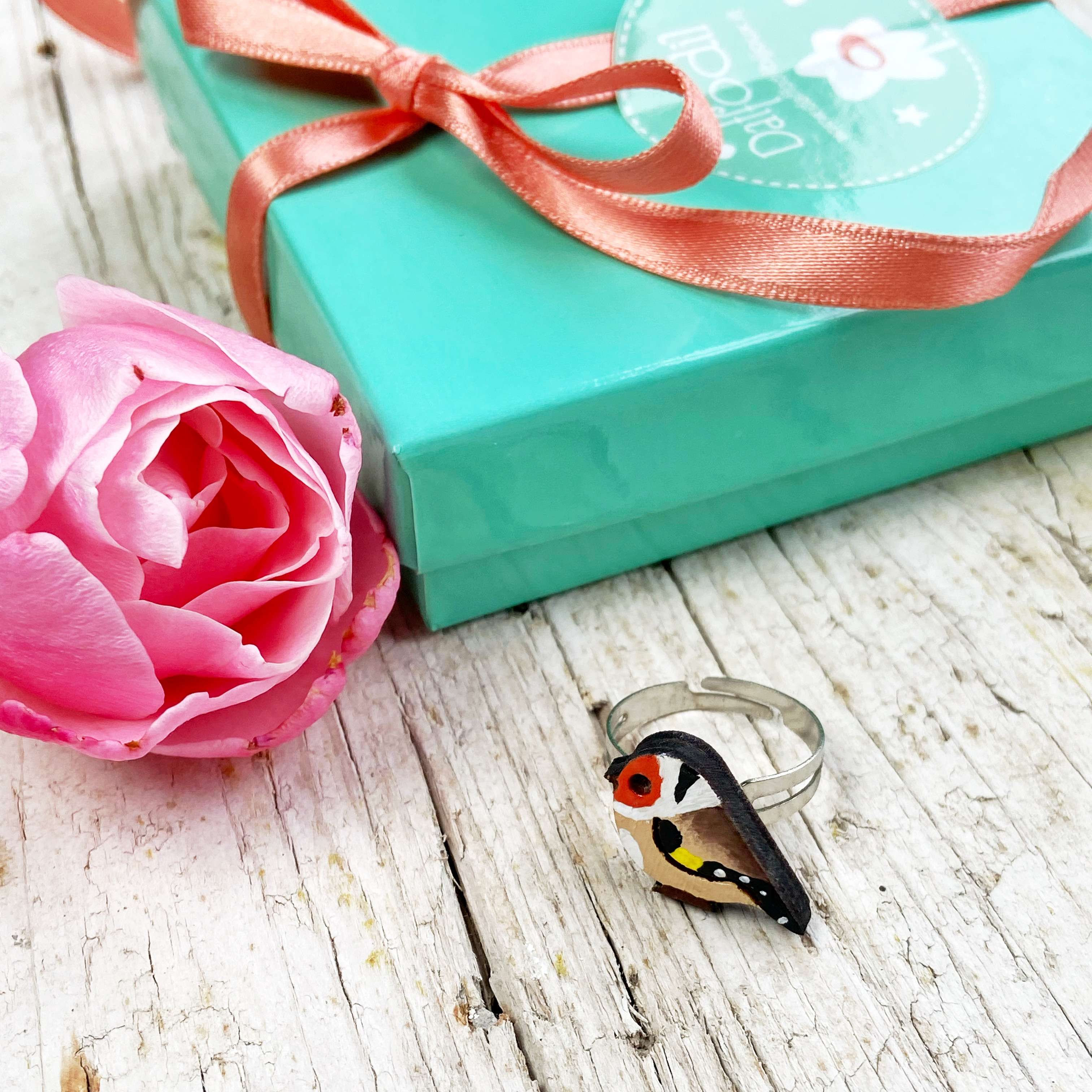 Anello Uccellino Cardellino di Legno Daffodil