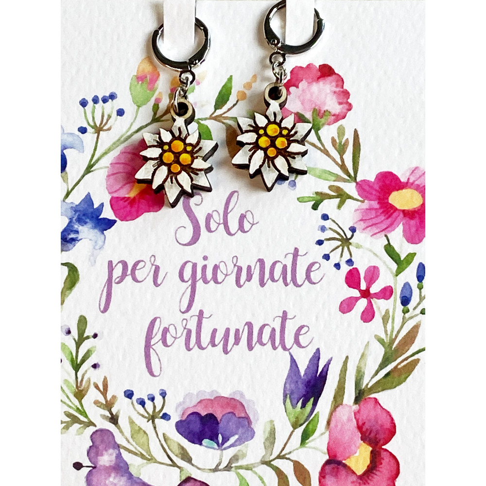 Orecchini Tradizionali Stella Alpina Con Strass - Gioielli Per Dirndl E Oktoberfest, Argento Antico