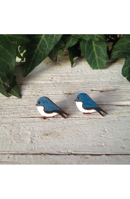Orecchini Rondini Che Si Guardano di Legno