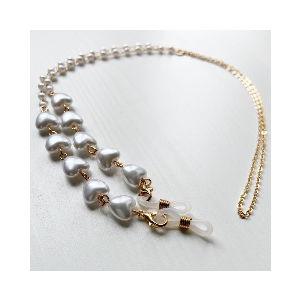 Catenella porta occhiali con perle o cuori perlati – stile chic & romantico