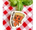 Spilla pizza in legno dipinto – Accessorio artigianale divertente