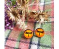 Orecchini Libellula nell’Ambra "Amber Dragonfly" – a lobo in legno, dipinti a mano