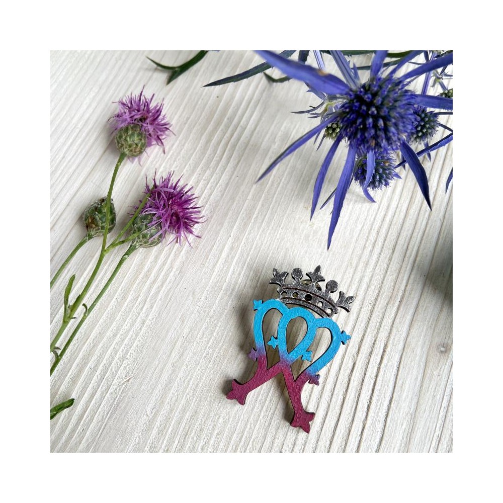 Luckenbooth azzurro-granata con corona argentata – Gioiello d’amore scozzese