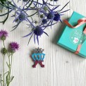 Luckenbooth azzurro-granata con corona argentata – Gioiello d’amore scozzese