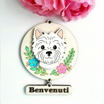 Targa fuoriporta Westie “Benvenuti” – Collezione Woof Woof Collection