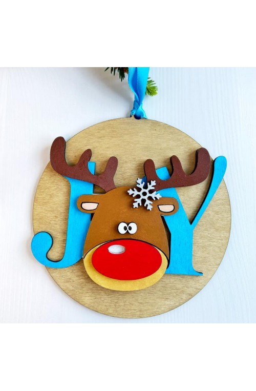 Fuoriporta natalizio artigianale in legno dipinto