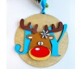 Decorazioni natalizie tonde in legno dipinto a mano con frasi festive