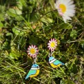 Orecchini Pendenti Ali e Petali: Simboli di Natura – Dipinti a mano con uccellini e fiori