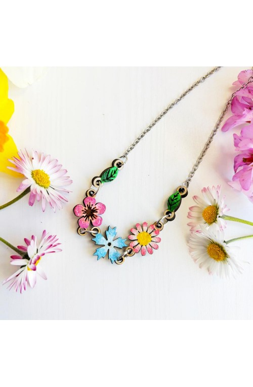 Collane Mini Bouquet: Tre Fiori e Simboli botanici – Dipinti a mano