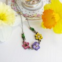 Collane Mini Bouquet: Tre Fiori e Simboli botanici – Dipinti a mano